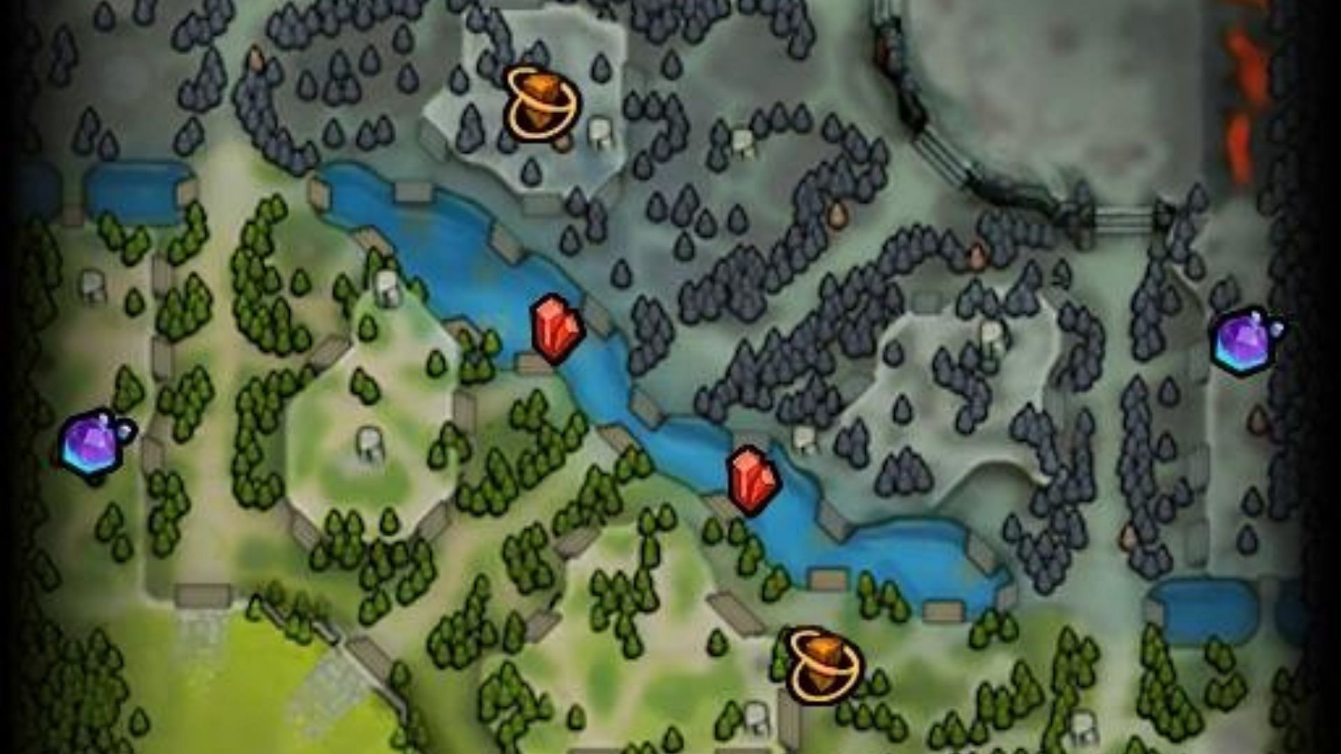 Zoomed version of the current rune spots (Image via Dota 2)